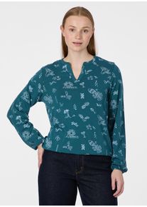 Langarmshirt Ragwear "SANTICA PRINT", Damen, Gr. L, ocean gr&uuml;n, Jersey, Obermaterial: 48% Viskose, 47% Polyester, 5% Elasthan, bedruckt, normal, V-Ausschnitt, Shirts Langarmshirt, Viskosemischung mit Gummizug und Allover-Print