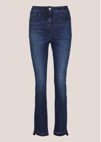 Madeleine Mode Regular-fit-Jeans MADELEINE "Jeans Five-Pocket-Hose mit schr&auml;gem Beinsaum", Damen, Gr. 46, N + K Gr, blau, Obermaterial: 99% Baumwolle CO. 1% Elasthan EL., Jeans Regular-fit-Jeans