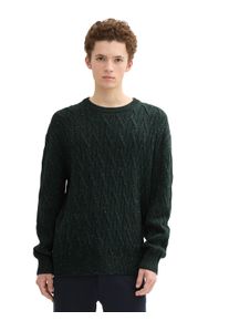 Rundhalspullover Tom Tailor Denim, Herren, Gr. M, gr&uuml;n (gr&uuml;n colorful neps), Strick, Obermaterial: 95% Baumwolle, 5% Polyester, Strukturmuster, regular fit Po-bedeckend, Rundhals, Rippb&uuml;ndchen, Pullover Rundhalspullover, mit grober Strickstruktur