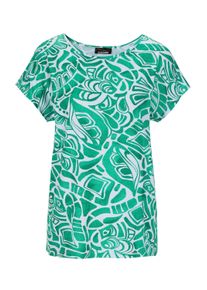 Print-Shirt GOLDNER "Damen Oberteil Ethnoprint Kurzarm", Damen, Gr. 46, gr&uuml;n (gr&uuml;n, gemustert), Obermaterial: 95% Viskose CV. 5% Elasthan EL., figurumspielend, U-Boot-Ausschnitt, normales B&uuml;ndchen, Shirts Print-Shirt, Druck mit Struktureffekt