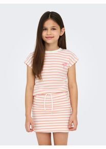 Rundhalsshirt KIDS Only "KOGTRINE BATSLEEVE STRUCTURE TOP JRS", M&auml;dchen, Gr. 122/128, cloud dancer stripes:salmon, emb, Jersey, Obermaterial: 60% Baumwolle, 40% Polyester, gestreift, relaxed fit, Rundhals, Shirts Rundhalsshirt