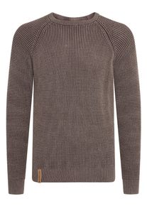 Strickfleece-Pullover INDICODE "Strickpullover IDRockford", Herren, Gr. XXL, braun (schwarz braun), Obermaterial: 100% Baumwolle CO., Pullover Strickfleece-Pullover