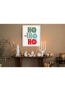 Bild mit Rahmen queence "Nistelzweig", wei&szlig; (farbe rahmen: natur, farbe bild(er): wei&szlig;), B:50cm H:70cm T:1,5cm, Acrylglas, Holzrahmen, Bilder, Bild mit Rahmen, Premium Rahmenbild, liebevolle Handarbeit