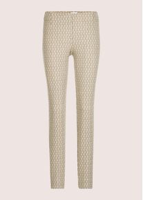 Madeleine Mode Schlupfhose MADELEINE "Stoffhose Schmale Jacquardhose mit Muster", Damen, Gr. 22, N + K Gr, wei&szlig; (steingrau, beige, wollwei&szlig;), Obermaterial: 51% Polyamid PA. 45% Viskose CV. 4% Elasthan EL., Hosen Schlupfhose