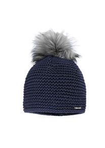 Bommelm&uuml;tze CAPO, Damen, marine, Strick, Wollmischung, unifarben, M&uuml;tzen Bommelm&uuml;tze, Grobstrick, unifarben, gef&uuml;ttert