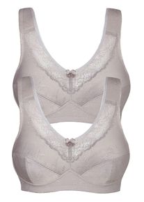 Entlastungs-BH SuSa "2er Pack Entlastungs BH ohne B&uuml;gel Basic", Damen, Gr. 100, Cup D, lila (frosty lavender frosty lavender), Obermaterial: 55% Polyamid PA. 39% Baumwolle CO. 6% Elasthan EL., BHs Entlastungs-BH