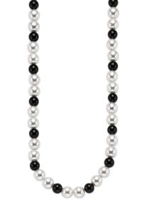 Edelstahlkette Bruno Banani "Schmuck Geschenk", edelstahlfarben, wei&szlig;, schwarz, Halsketten, Damen, Edelstahl, L: 50, Edelstahlkette, mit Achat und Muschelkernperle