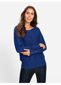 Strickpullover Heine "Pullover", Damen, Gr. 36, blau (royalblau), 70% Viskose, 30% Polyamid, unifarben, Pullover Strickpullover