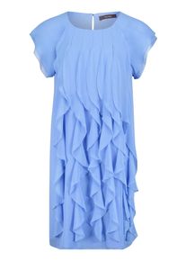 Cocktailkleid Vera Mont "Cocktailkleid mit Volant", Damen, Gr. 38, EURO, blau (paris blau), Obermaterial: 100% Polyester Pol. recyc.., Kleider Cocktailkleid