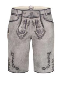 N&uuml;bler Trachtenlederhose N&Uuml;BLER "Lederhose kurz Tiana", Damen, Gr. 46, EURO, silber, Obermaterial: 100% Lammleder LEL., Hosen Trachtenlederhose