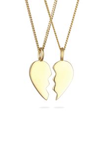 Ohrring und Ketten Set Elli "Halskette Set mit geteilten Herz 925 Sterling Silber" Gr. 45, gold, Schmuck_Sets, Herren, 45, Ohrring und Ketten Set