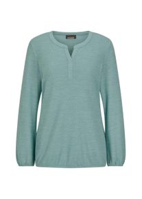 Langarmshirt GOLDNER "Elegante Bluse mit Zierblende, Rundhals", Damen, Gr. 38, gr&uuml;n (graugr&uuml;n), Obermaterial: 80% Polyester PES. 15% Viskose CV. 5% Elasthan EL., Modisch, Shirts Langarmshirt, Gummib&uuml;ndchen