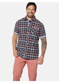 Karohemd Jan Vanderstorm "Kurzarmhemd EDBALD", Herren, Gr. XXL, weit, blau (dunkelblau kariert), Obermaterial: 100% Baumwolle CO., Hemden Karohemd