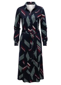Blusenkleid Ragwear "Blusenkleid Plantee Print", Damen, Gr. S, N-Gr, blau (navy), Obermaterial: 95% Viskose CV. 5% Elasthan EL., Kleider Blusenkleid