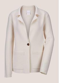 Madeleine Mode Strickjacke MADELEINE "Strickblazer Strickjacke aus Merinowolle und Kaschmir", Damen, Gr. 40, wei&szlig; (wollwei&szlig;), Obermaterial: 90% Schurwolle WV. 10% Kaschmir WS., Modern, normal, Strickjacken Strickjacke, 1-Knopf Strickblazer