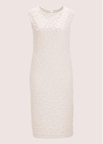 Madeleine Mode Sommerkleid MADELEINE "Etuikleid Elegantes &auml;rmelloses Kleid mit Struktur", Damen, Gr. 42, N-Gr, grau (kiesel), Obermaterial: 98% Polyester PES. 2% Elasthan EL., Modern, normal, Kleider Sommerkleid, Struktur-Qualit&auml;t