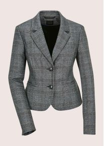 Madeleine Mode Kurzblazer MADELEINE "Blazer Glencheckblazer mit Stretchkomfort", Damen, Gr. 44, blau (steingrau, melange, royalblau), Obermaterial: 62% Polyester PES. 35% Viskose CV. 3% Elasthan EL., Modern, normal, Blazer Kurzblazer, Kurzer Glencheckblazer
