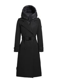 Trenchcoat Khujo "Trenchcoat Elena-YM", Damen, Gr. XS, schwarz, Obermaterial: 100% Polyester PES. Obermaterial: Futter: 100% Nylon NY. 100% Polyester PES., M&auml;ntel Trenchcoat