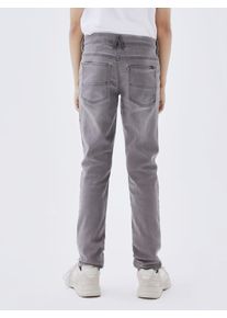 Slim-fit-Jeans name it "NKMTHEO XSLIM SWE JEANS 3113-TH NOOS", M&auml;dchen, Gr. 92, N-Gr, blau (medium grau denim), Denim/Jeans, Obermaterial: 70% Baumwolle, 27% Polyester, 3% Elasthan, unifarben, slim fit lang, Jeans Slim-fit-Jeans