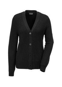 Strickjacke GOLDNER "Kurzgr&ouml;&szlig;e Elegante Strickjacke mit V-Ausschnitt", Damen, Gr. 20, schwarz, Obermaterial: 70% Polyacryl PAN. 30% Schurwolle WV., Rippe, Strickjacken Strickjacke, Hochwertige Strickminderungen