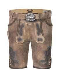 N&uuml;bler Trachtenlederhose N&Uuml;BLER "Lederhose kurz Klemens Jein", Herren, Gr. 56, EURO, grau, Obermaterial: 100% Lammleder LEL., Hosen Trachtenlederhose