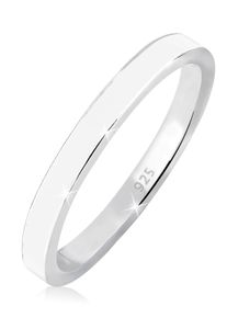 Silberring Elli "Ring Stapelring Basic Emaille 925 Silber" Gr. 56, wei&szlig;, Fingerringe, Damen, 56, Silber 925 (Sterlingsilber), Silberring