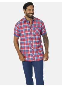 Kurzarmhemd Jan Vanderstorm "Kurzarmhemd HAAKER", Damen, Gr. XXL, weit, rot (rot kariert), Obermaterial: 100% Baumwolle CO., Hemden Kurzarmhemd