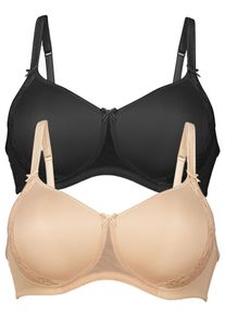 Schalen-BH Anita "2er Pack Schalen BH Lace Rose", Damen, Gr. 95, Cup D, bunt (desert schwarz), Obermaterial: 50% Polyamid PA. 30% Polyester PES. 20% Elasthan EL., BHs Schalen-BH