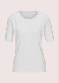 Madeleine Mode Longpullover MADELEINE "Strickshirt Sommerpulli mit Rollkante", Damen, Gr. 44/46, wei&szlig;, Obermaterial: 46% Modal CMD. 40% Polyacryl PAN. 14% Polyamid PA., Modern, schmal, Pullover Longpullover, schmale Rippenabschl&uuml;sse