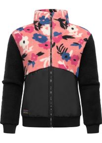 Kapuzensweatjacke Ragwear "Fleecejacke Madaras Flower", Damen, Gr. 6XL, orange (coral), Obermaterial: 100% Polyester PES., Sweatjacken Kapuzensweatjacke