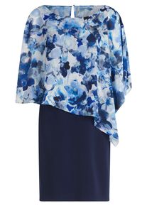 Cocktailkleid Vera Mont "Cocktailkleid mit Blumenprint", Damen, Gr. 36, EURO, blau (dunkelblau, blau), 100% Polyester PES., Kleider Cocktailkleid