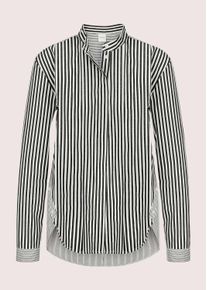 Madeleine Mode Langarmbluse MADELEINE "Streifenbluse Blusenshirt mit Knopfdetails", Damen, Gr. 48, wollwei&szlig;, schwarz, Obermaterial: 100% Baumwolle CO., Modern, gerade, Blusen Langarmbluse, Bluse mit seitlicher Naht und fake Kn&ouml;pfen