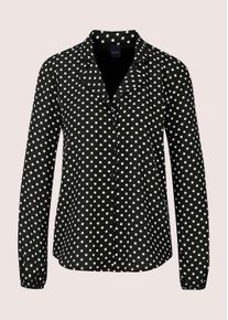 Madeleine Mode Langarmbluse MADELEINE "Hemdbluse Blusenshirt mit Tupfen-Design", Damen, Gr. 42, schwarz (schwarz, wollwei&szlig;), Obermaterial: 100% Polyester PES., Modern, schmal, Blusen Langarmbluse, Durchgehende Knopfleiste