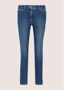 Madeleine Mode Regular-fit-Jeans MADELEINE "Jeans Slim-Fit Jeans mit Kettendetail", Damen, Gr. 21, N + K Gr, bleached, Obermaterial: 93% Baumwolle CO. 5% Polyester PES. 2% Elasthan EL., Jeans Regular-fit-Jeans