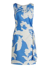 Cocktailkleid Vera Mont "Cocktailkleid mit Blumenprint", Damen, Gr. 42, EURO, blau (blau, wei&szlig;), Obermaterial: 90% Polyester PES. 10% Elasthan EL., Kleider Cocktailkleid