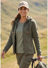 active by Lascana Fleecejacke LASCANA ACTIVE, Damen, Gr. 36/38, gr&uuml;n (olive), Fleece, Obermaterial: 100% Polyester, gemustert, normal, Jacken Fleecejacke, Trekkingjacke mit Kapuze