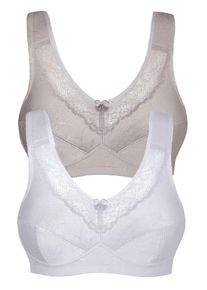 Entlastungs-BH SuSa "2er Pack Entlastungs BH ohne B&uuml;gel Basic", Damen, Gr. 95, Cup B, bunt (frosty lavender wei&szlig;), Obermaterial: 55% Polyamid PA. 39% Baumwolle CO. 6% Elasthan EL., BHs Entlastungs-BH