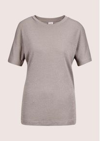 Madeleine Mode Kurzarmshirt MADELEINE "Glitzershirt Glamour&ouml;ses Stretch-Oberteil", Damen, Gr. 40, beige (cappuccino), Obermaterial: 52% Polyester PES. 28% Viskose CV. 11% metallisierte Fasern MTF. 9% Polyamid PA., Modern, normal, Shirts Kurzarmshirt