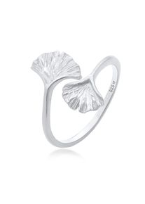 Silberring Elli "Ring Verstellbar offen Ginkgo Blatt Natur 925 Silber", silber, Fingerringe, Damen, Silber 925 (Sterlingsilber), Silberring