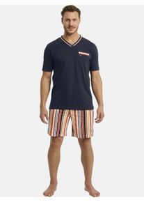 Shorty Jan Vanderstorm "Kurzer Schlafanzug FREDSTEIN", Herren, Gr. L, blau (dunkelblau gemustert), Obermaterial: 100% Baumwolle CO., Homewear-Sets Shorty