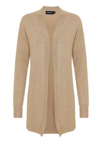 Strickjacke oxmo "Strickjacke OXKat", Damen, Gr. XL, beige (cement melange), Obermaterial: 70% Viskose CV. 30% Nylon NY., Strickjacken Strickjacke