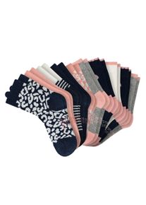 Kurzsocken Schiesser "Socken Legwear Kids 10P 10er Pack", M&auml;dchen, Gr. 27-30, bunt (blau, grau), Obermaterial: 75% Baumwolle CO. 24% Polyamid PA. 1% Elasthan EL., Socken Kurzsocken