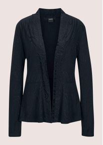 Madeleine Mode Langarmshirt MADELEINE "Shirtjacke Elegante Jersey-Jacke mit Schalkragen", Damen, Gr. 44, blau (marine, schwarz), Obermaterial: 49% Viskose CV. 45% Polyester PES. 6% Elasthan EL., Modern, Shirts Langarmshirt