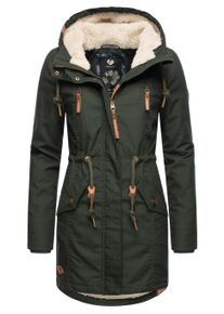 Wintermantel Ragwear "Wintermantel Elsie", Damen, Gr. XXL, gr&uuml;n (schwarz olive22), Obermaterial: 65% Polyester PES. 35% Baumwolle CO. Obermaterial: Futter: 100% Polyester PES. 100% Polyester PES., M&auml;ntel Wintermantel