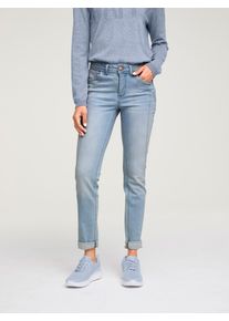 R&ouml;hrenjeans Heine, Damen, Gr. 46, Normalgr&ouml;&szlig;en, blau (bleached), 98% Baumwolle, 2% Elasthan, Miedereinsatz:20% Elasthan, 80% Polyamid, unifarben, lang, Jeans R&ouml;hrenjeans