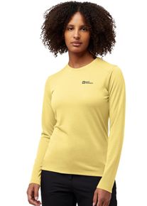 Langarmshirt Jack Wolfskin "VONNAN LS T W", Damen, Gr. M (38/40), lemonice, Obermaterial: 100% Polyester, Shirts Langarmshirt