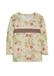 Madeleine Mode Kurzarmshirt MADELEINE "Shirt Shirt mit floralem Print und 3/4-Arm", Damen, Gr. 40, gelb (zitronensorbet, multicolor), Obermaterial: 95% Polyester PES. 5% Elasthan EL., Modern, Shirts Kurzarmshirt