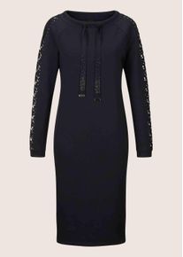 Madeleine Mode Sommerkleid MADELEINE "Jerseykleid Stretch-Kleid mit Spitze und Strass", Damen, Gr. 42, N-Gr, schwarz, Obermaterial: 55% Polyester PES. 38% Viskose CV. 7% Elasthan EL., Modern, normal, Kleider Sommerkleid, Jerseykleid mit Spitze und Strasssteindeko