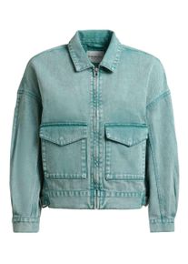 Hemdjacke Khujo "Jeansjacke Nelina", Damen, Gr. XL, gr&uuml;n (teal), Obermaterial: 100% Baumwolle CO., l&auml;ssig geschnitten, Rundhals, &Auml;rmel ohne &Auml;rmelschlitz 2-Knopf-Manschette, Jacken Hemdjacke, Oversize Jeansjacke