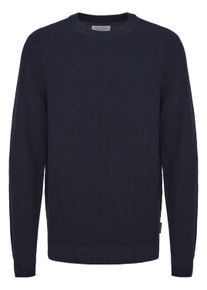 Strickfleece-Pullover Casual Friday "Strickpullover CFKARL 0160 structured crew neck knit", Damen, Gr. L, blau (schwarz navy), Obermaterial: 100% Baumwolle CO., Pullover Strickfleece-Pullover